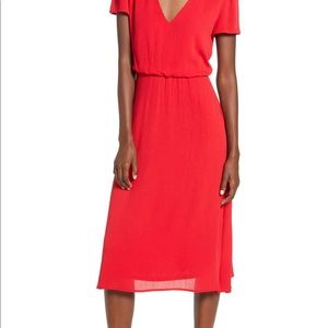 Coral short sleeved linen like fabric dress! NWT